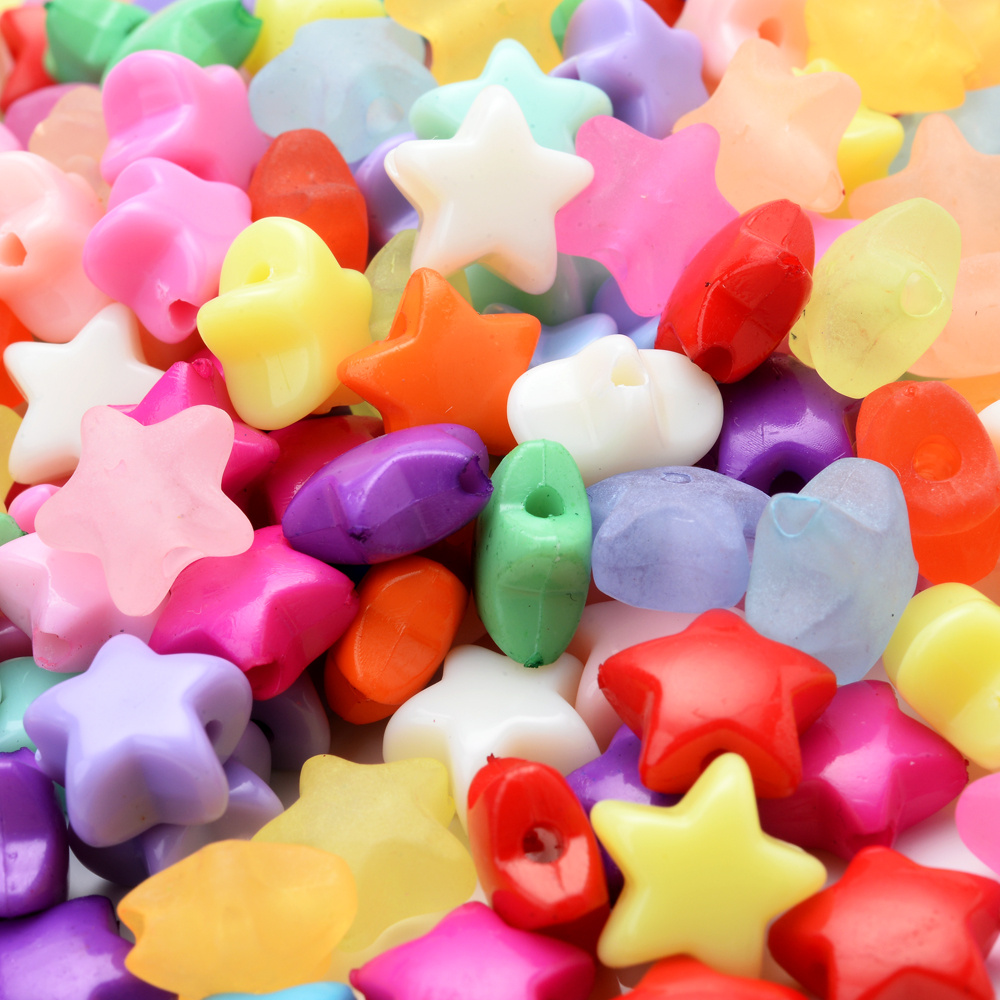 250pcs 10 Colors Mixed Color Star Shape Beads Acrylic Star Charming Beads  AB Star Beads for Bracelets Making Craft Jewelry Making