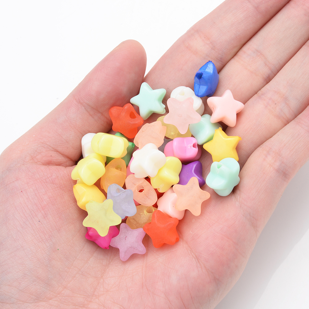 50pcs 11mm Five-pointed Star Acrylic Matte Beads Loose Spacer Beads for  Jewelry Making DIY Handmade Accessories