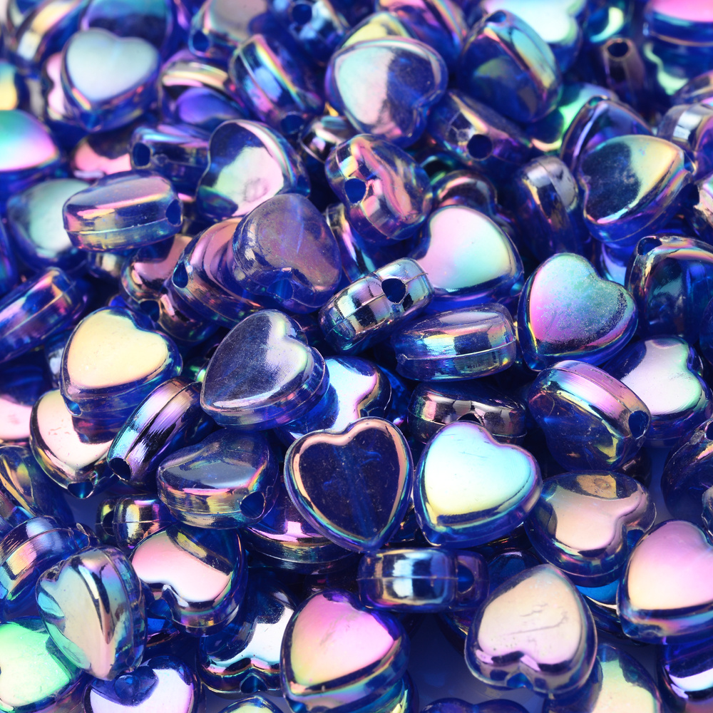 Multi-Colored Heart Shaped Acrylic Beads Frosted/Glossy 14/22mm