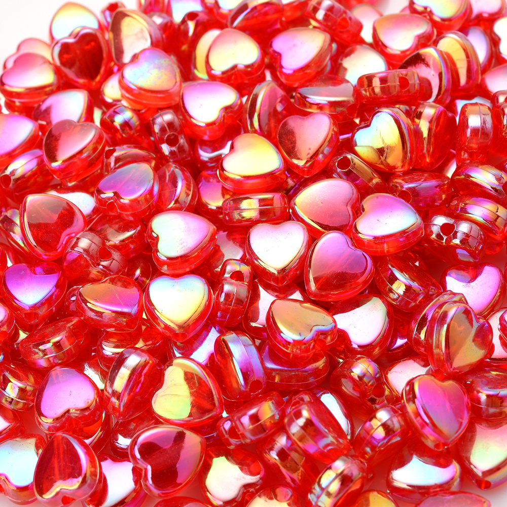  KALIONE 500 PCS Heart Beads, White Round Beads,Colorful Heart  Shape Beads for Bracelets,Cute Bracelets Beads, Mixed Acrylic Spacer Beads  for Bracelet Necklace Jewelry DIY Crafts Making Supplies,7x4mm