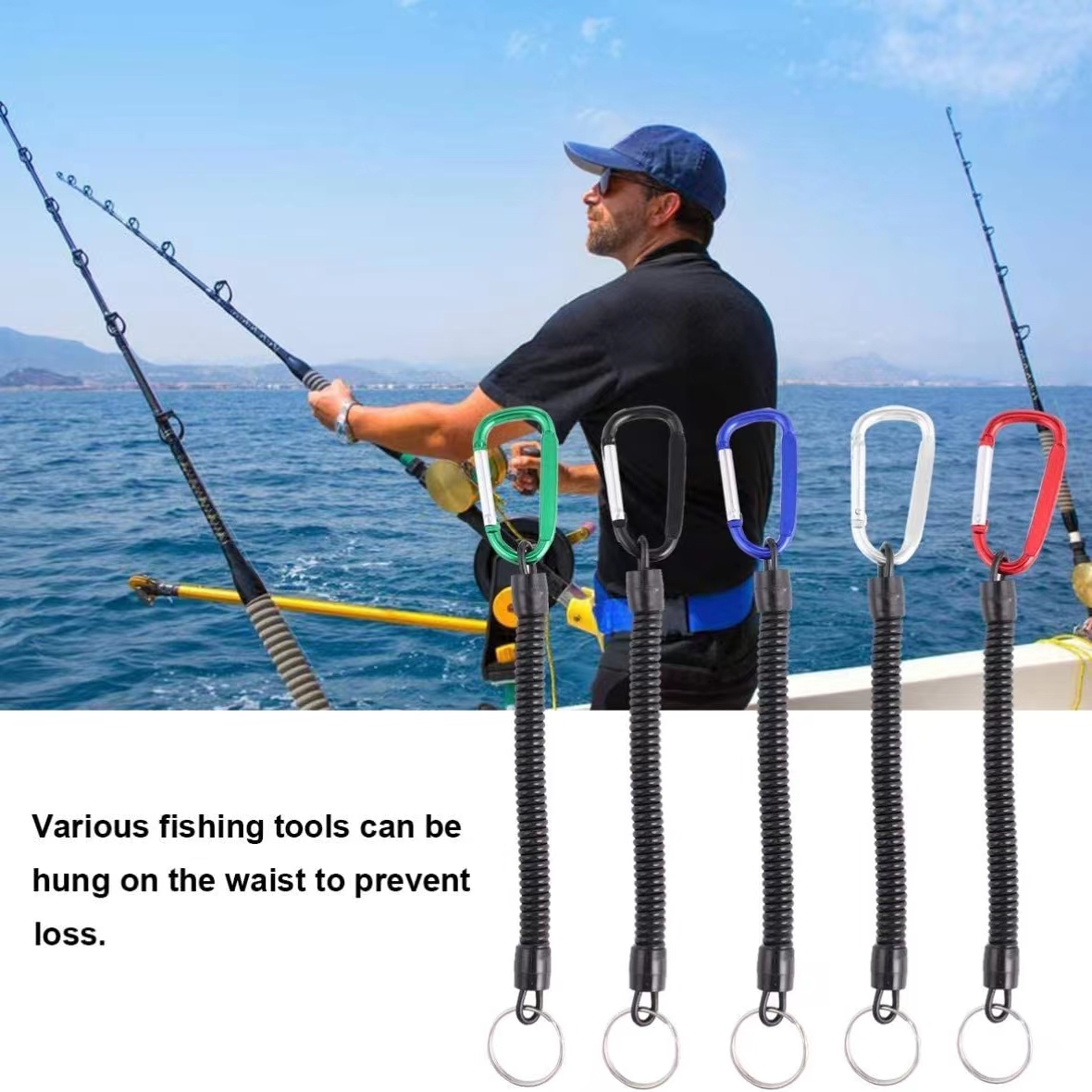 1pcs Retractable Coiled Fishing Lanyard Safety Rope Camping - Temu Canada