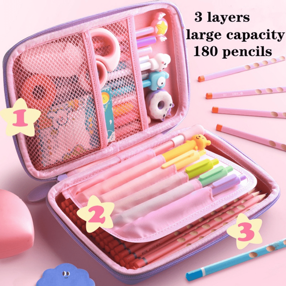 1pc 3d Unicorn Large Capacity Hard Pencil Case Student Stationery Box  Cartoon Girl Zipper Storage Box | High-quality & Affordable | Temu