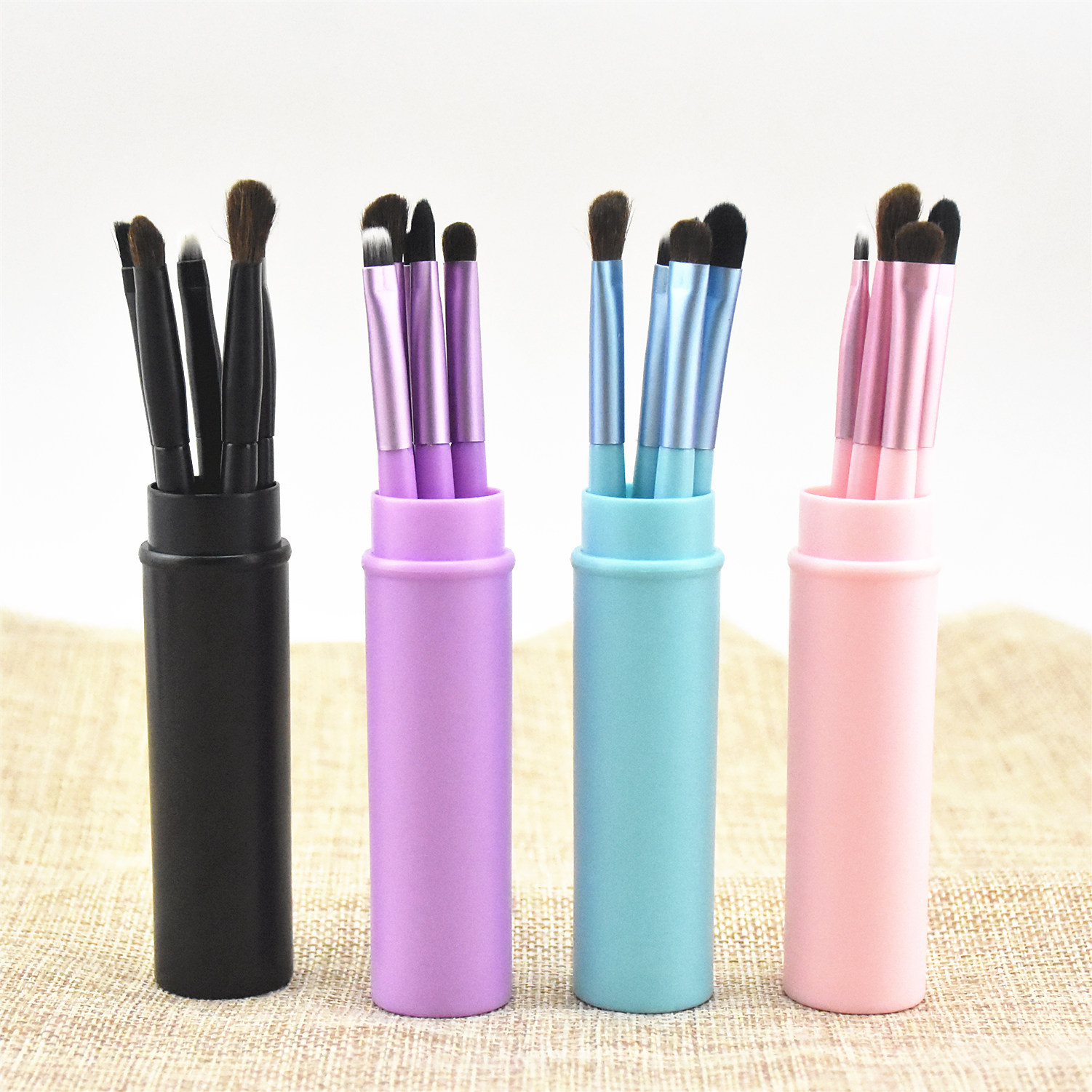5pcs Eye Makeup Brush Set with Case - Professional Mini Brushes Kit