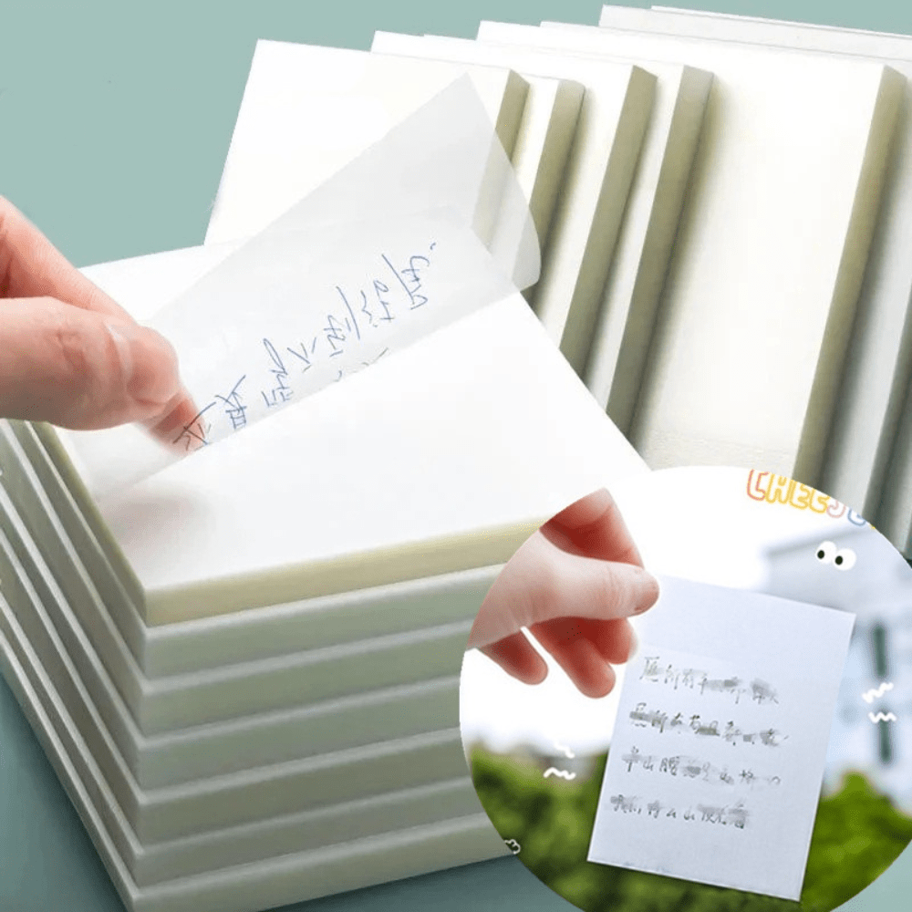 

Pet Transparent Sticky Notes Perspective Waterproof & Clear Sticky Notes Fluorescence Memo Pad Stationery School Office Supplies
