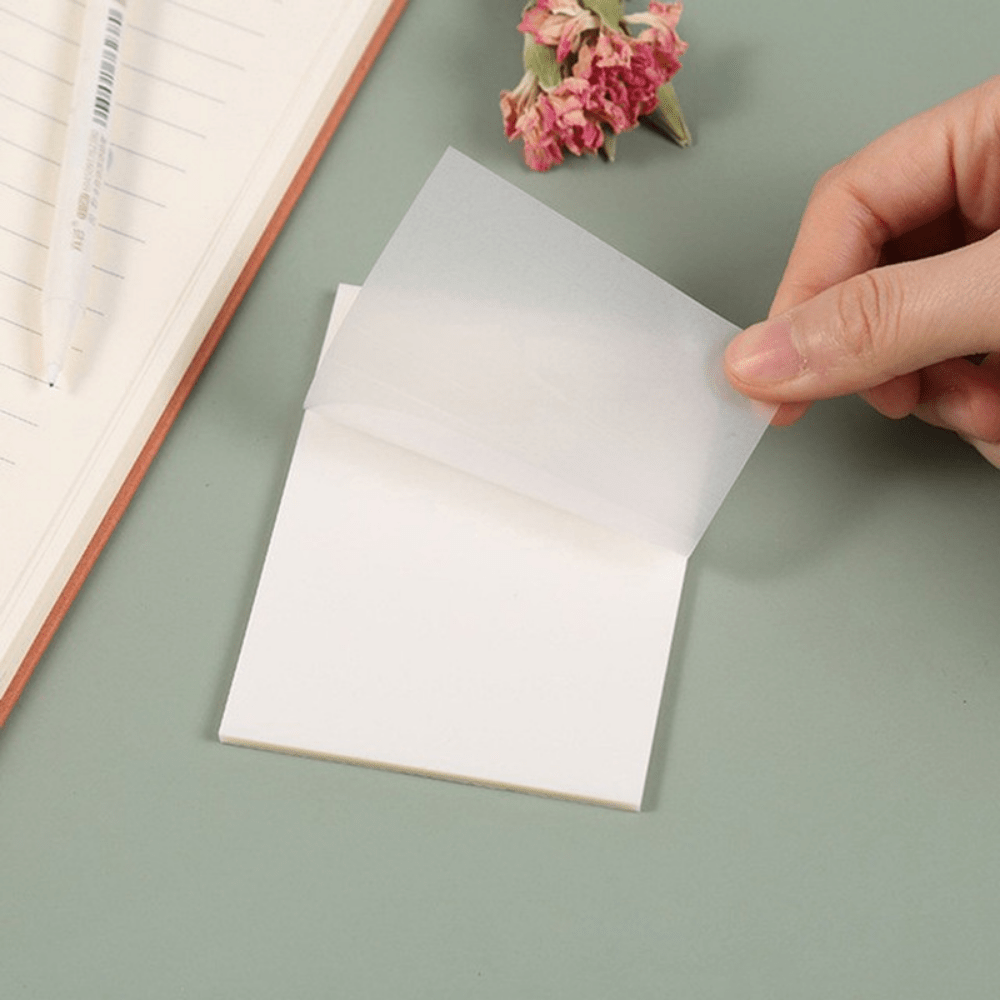 pet transparent sticky notes perspective waterproof clear sticky notes fluorescence memo pad stationery school office supplies 1