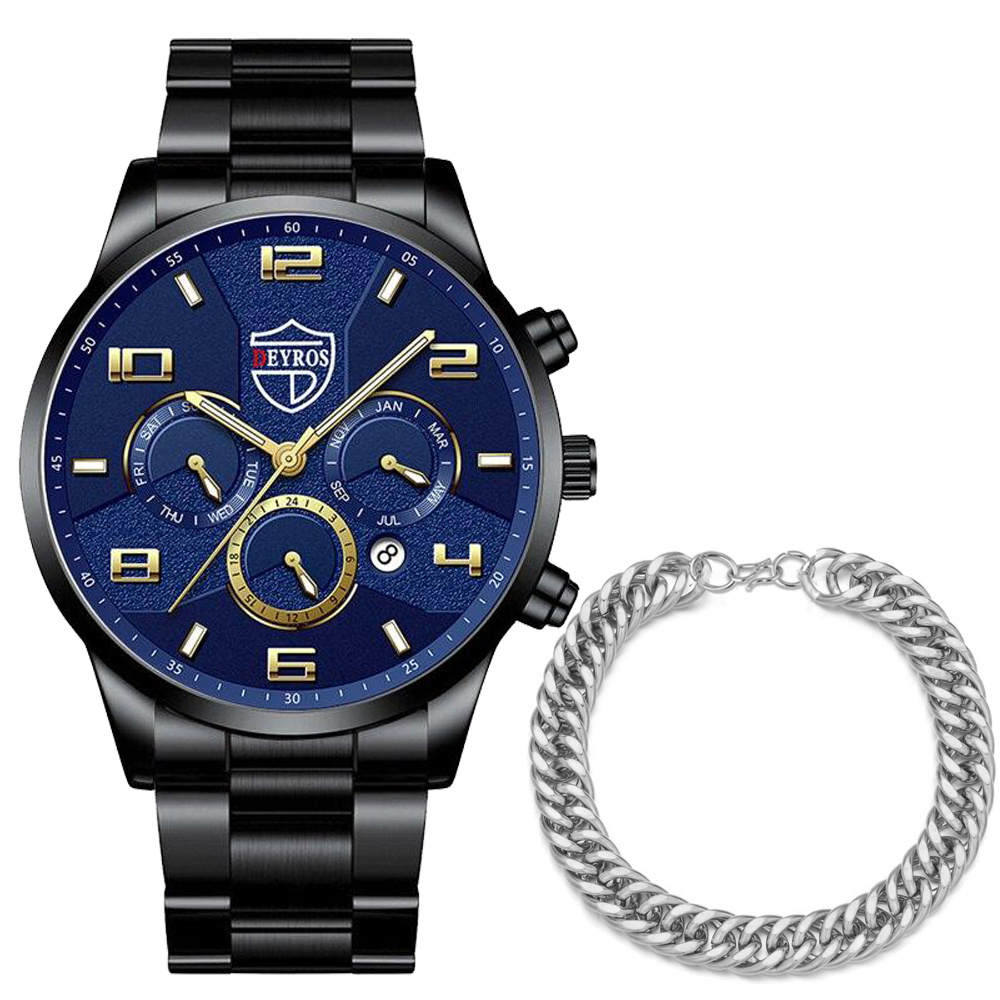 BRIGADA Reloj analógico de cuarzo para hombre, color negro, azul, casual,  de negocios, para hombre