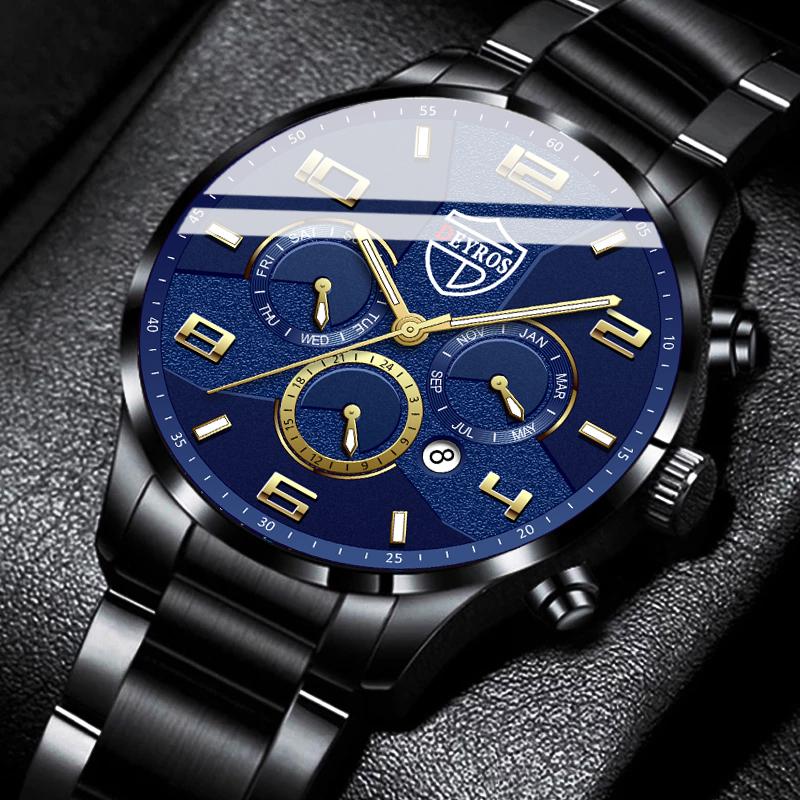 BRIGADA Reloj analógico de cuarzo para hombre, color negro, azul, casual,  de negocios, para hombre