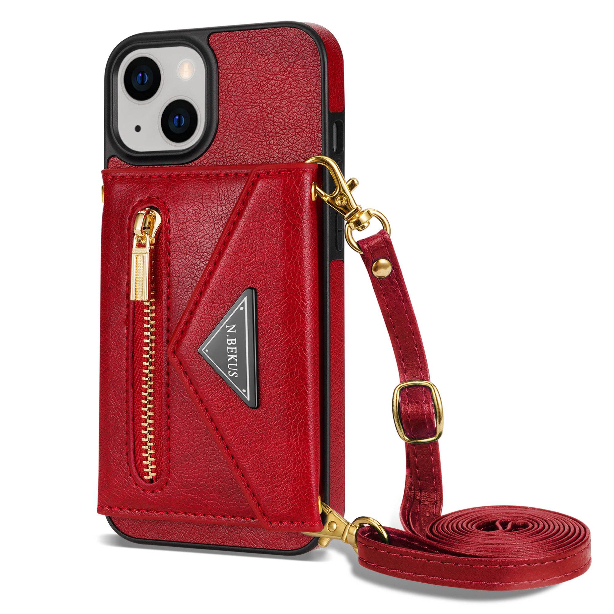 Leather Phone Case, Oblique Strap With Adjustable Shoulder Strap
