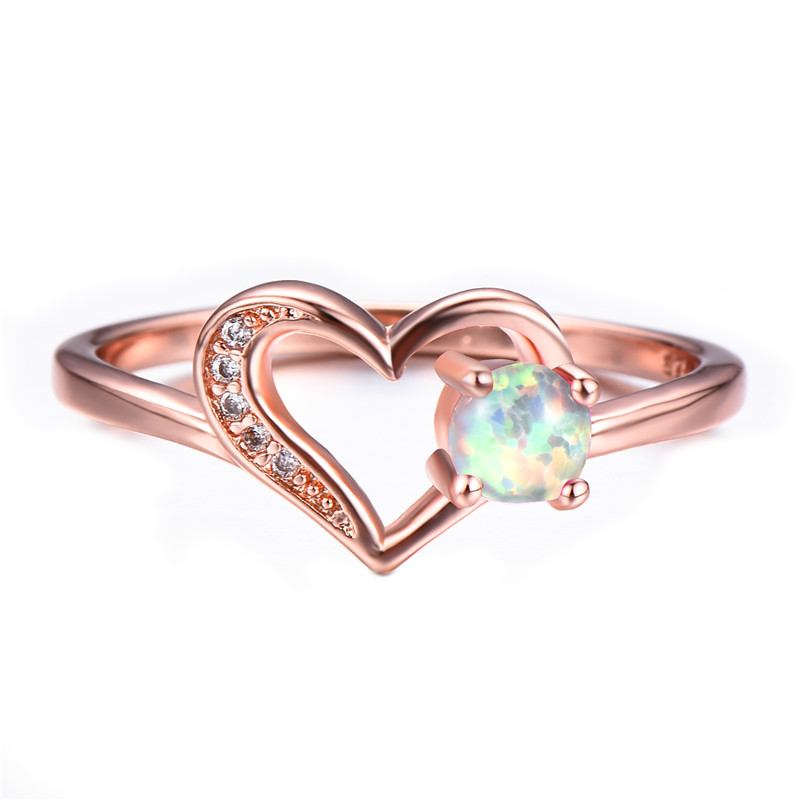 Anillos De Boda De Pareja De Piedra CZ De Corazón Romántico Para