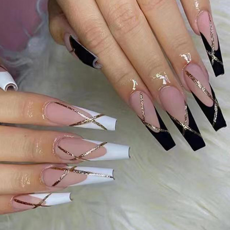 how to create an easy fall v French tip mani on coffin nails with just... |  TikTok