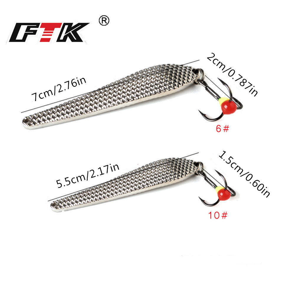 1pc FTK Silver Ice Fishing Lure - Winter Bait Spoon Jigging Lure for Trout,  Bass, and More - 7g/0.25oz and 12g/0.42oz Options Available