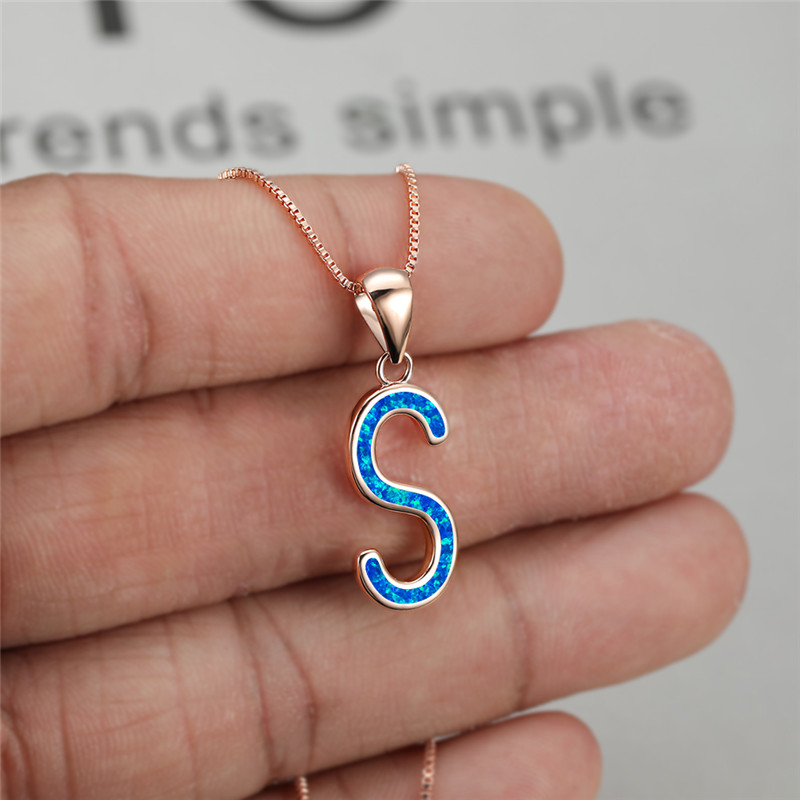 Opal Letter Necklace, White Opal Initial Necklace for Women Girl,  Valentines Day