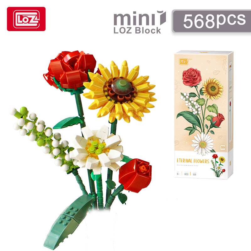 Lego Flower 3D, Building Block Flower, Gift for Girls