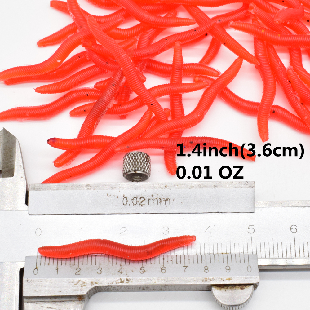 50pcs Simulation Red Earthworm Bait, Artificial Worms Fishing Lure,  1.57inch Soft Baits, Silicone Baits Tackle