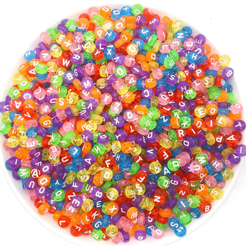 100pcs/lot Candy Color Acrylic Beads Spacer Letter Beads For