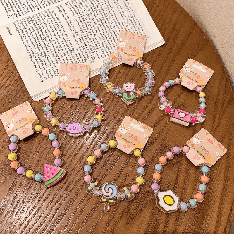 Cute Cartoon Colorful Stretchable Beaded Bracelets Girls - Temu