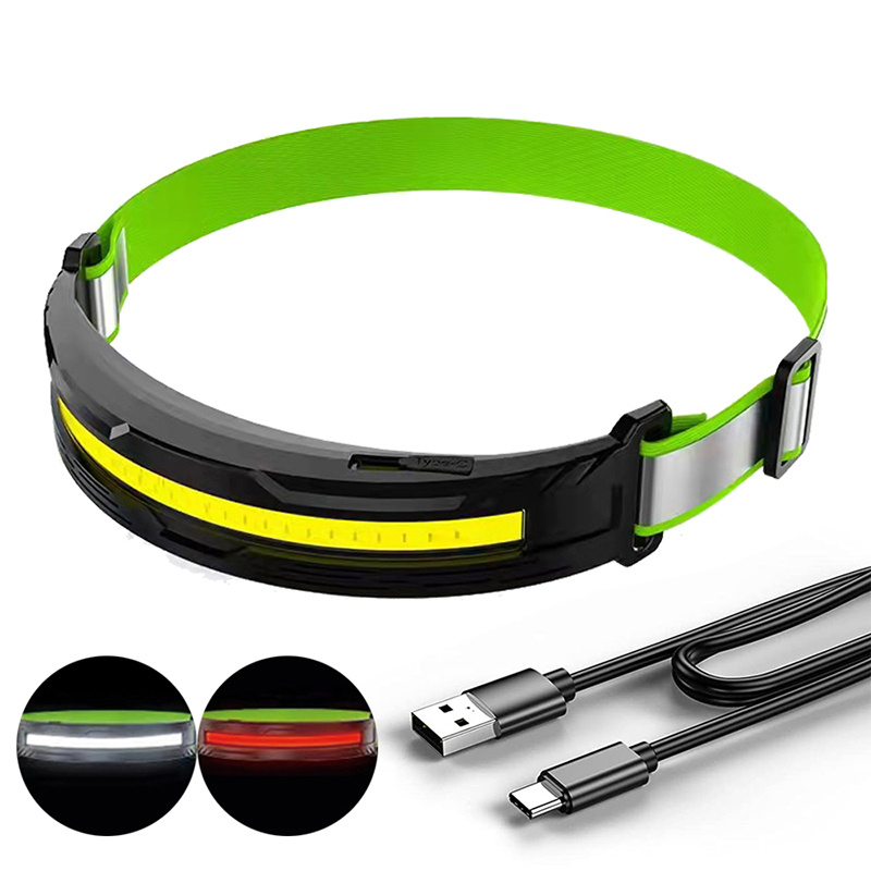 Cob Headlamp Rechargeable Waterproof Camping Fishing Headlight Red