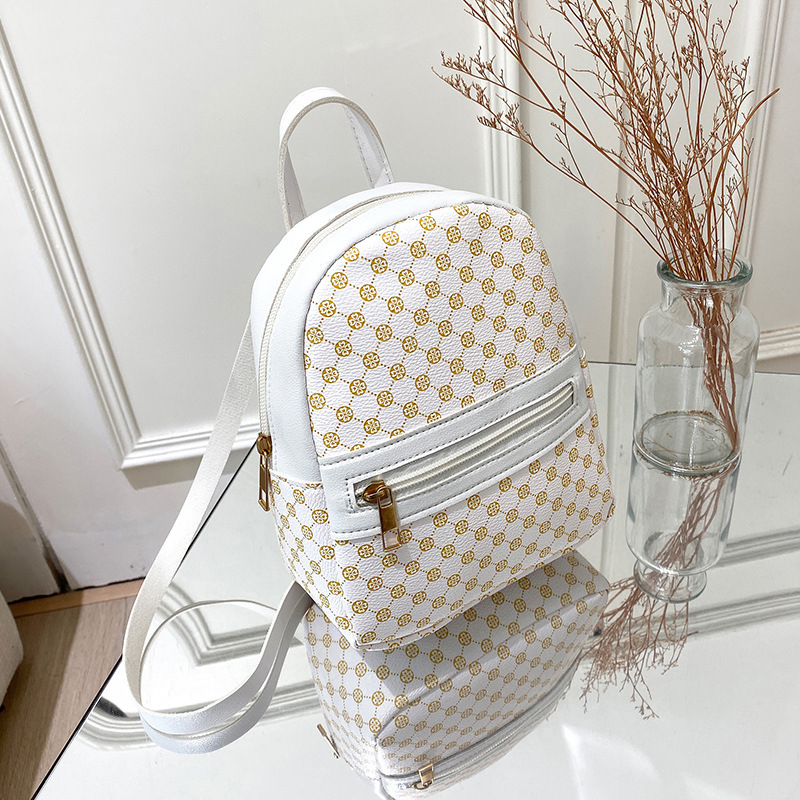 White and Grey Checkered Backpack  White leather backpack, Women
