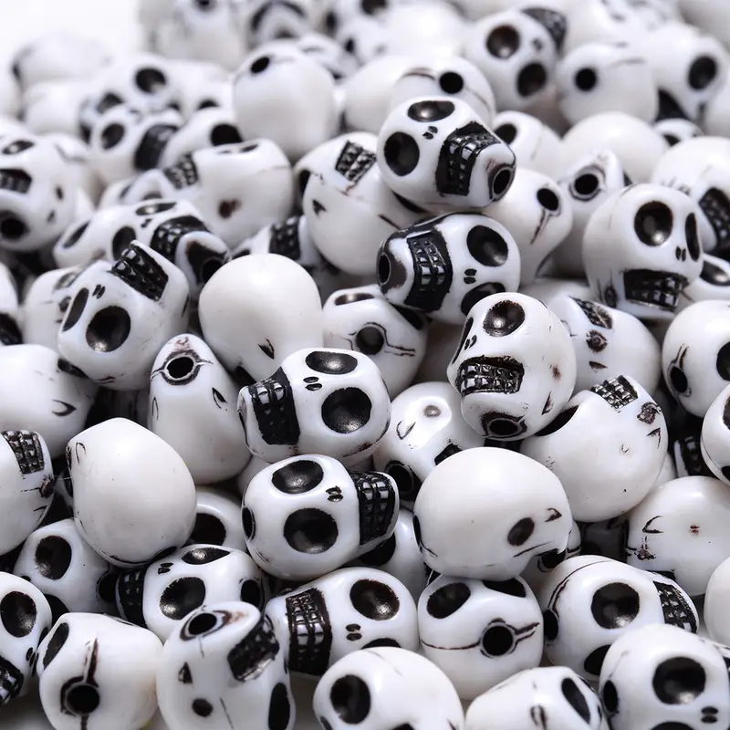 Colorful Acrylic Skull Beads Vertical Hole Spacer Beads Diy - Temu