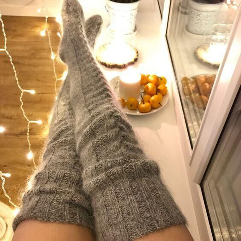 Calcetines de lana cálida por encima de la rodilla para mujer, calentadores  de piernas de compresión con calcetines, medias de botas, calcetines hasta