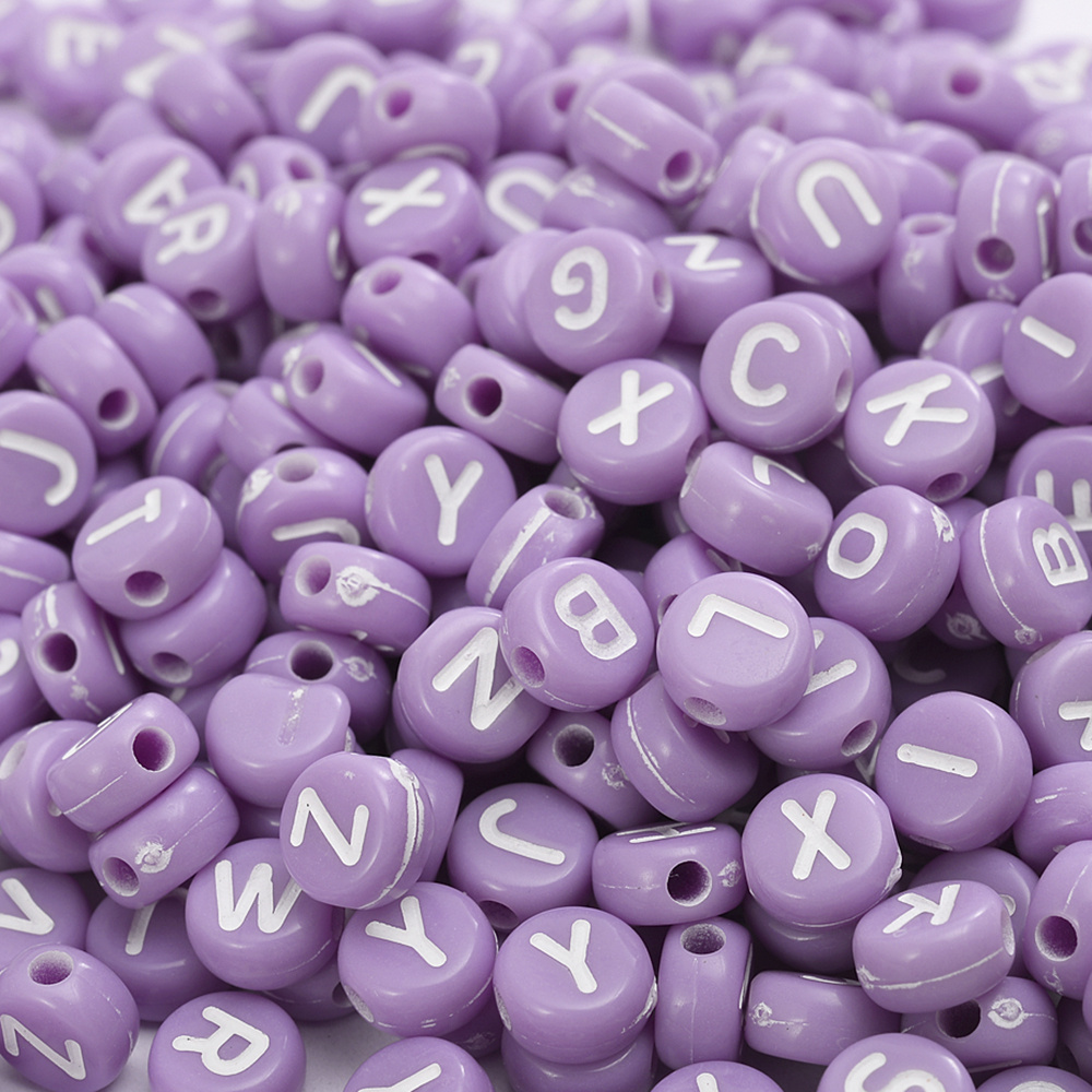 Purple Spacer Beads for Alphabet Jewelry, Letter Beads, Purple