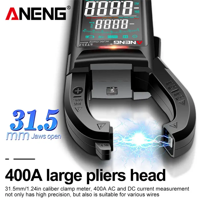 ANENG ST209 Multimètre Numérique Pince Compteur 6000 Compte Vrai RMS Amp  DC/AC Courant Pince Testeur Compteurs Voltmètre Automatique Gamme Affichage  LCD 