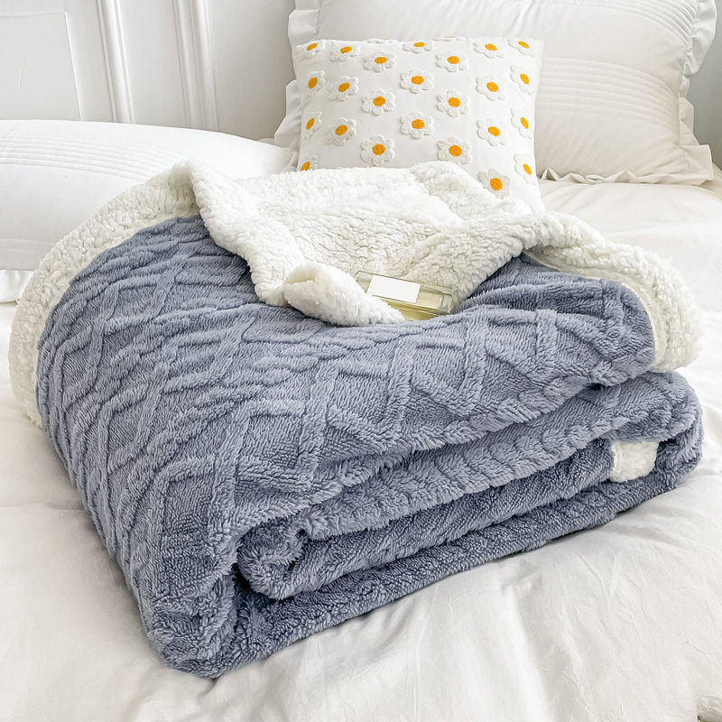 Home Thick Bed Blanket Double Sided Lamb Cashmere Fleece - Temu
