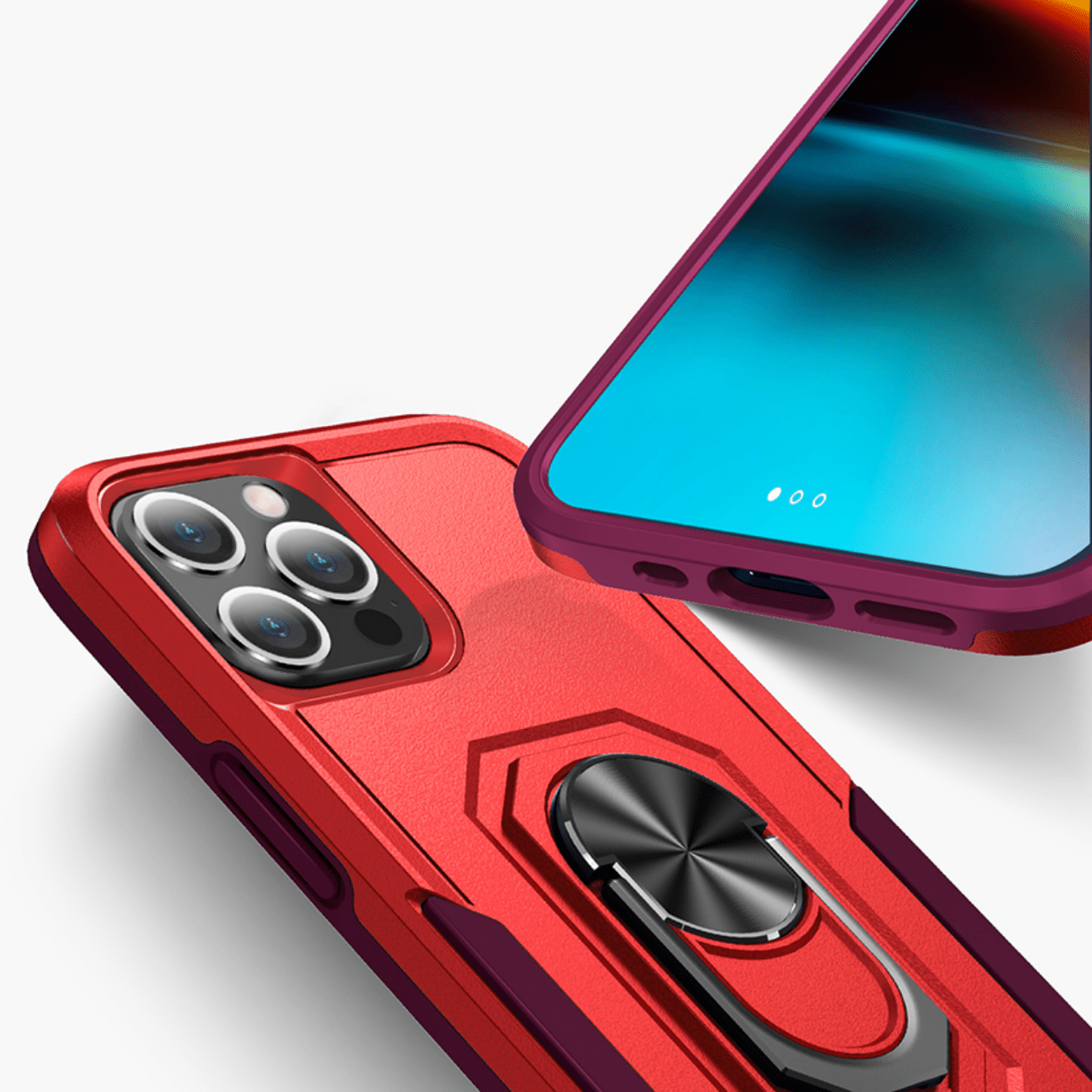 For iPhone 13 Pro Max 6.7 inch Anti Drop Four Corner Thickened TPU Phone  Case with Hanging Rope - Red Wholesale