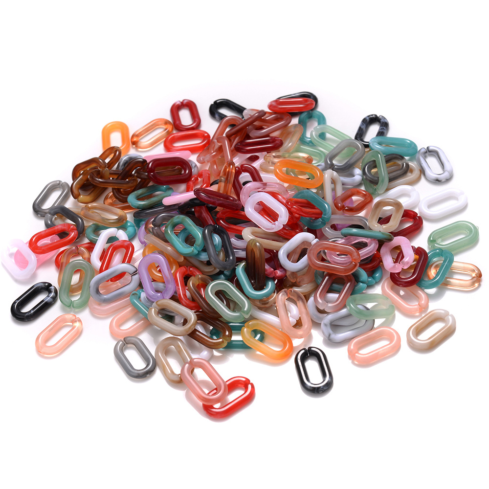 100pcs Colorful Acrylic Chain Beads, 14x8mm Geometric Link Connectors For Making - Vibrant Translucent Beads For Bracelets, Necklaces & Craft Projects, Beads For Jewelry Making