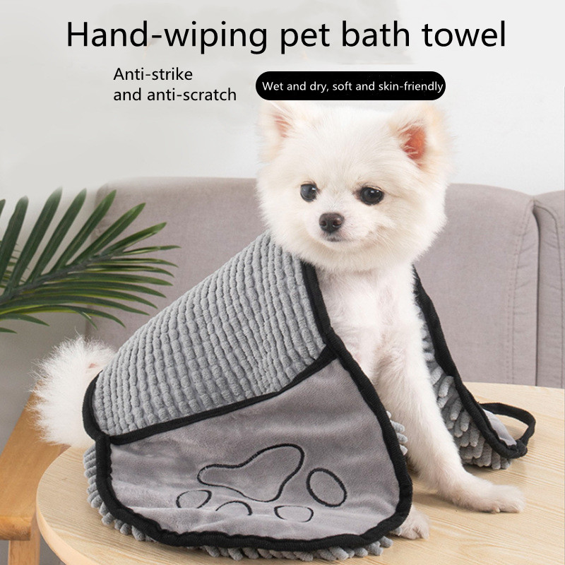  uahpet Toalla de baño ultra absorbente para perro, bata de baño  de microfibra con botón fijo ajustable para secar perros, toalla de secado  rápido para perro, cachorro, gato después del baño