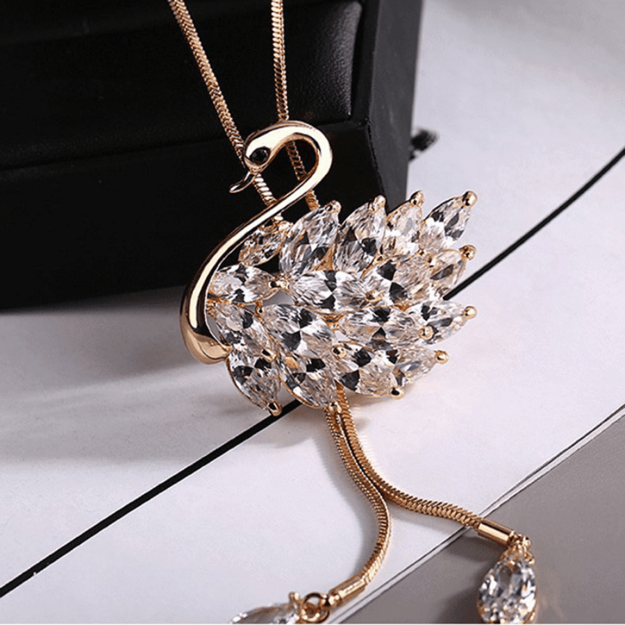 Flower Shape Opal Lariat Necklace With Ball Shape Zinc Alloy