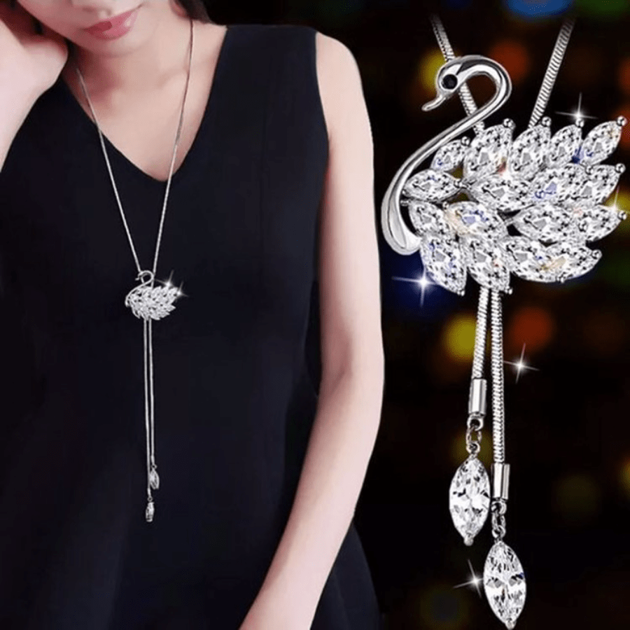 Flower Shape Opal Lariat Necklace With Ball Shape Zinc Alloy