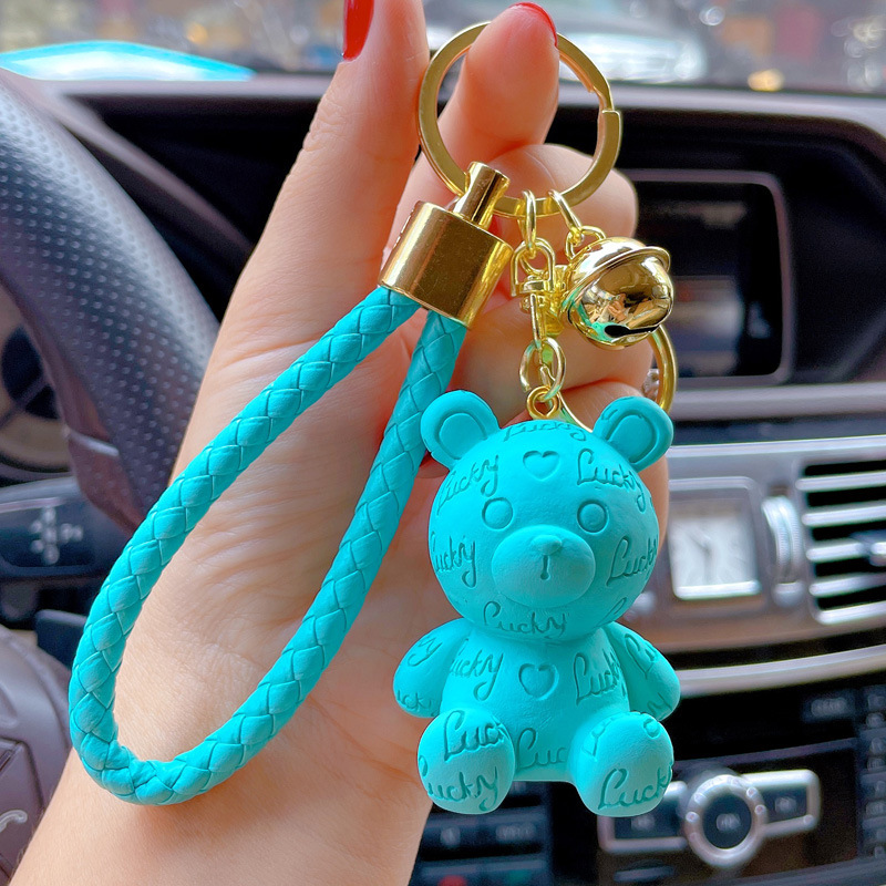 Luxury female car keychain cute Minnie Bear pendant backpack accessories#one
