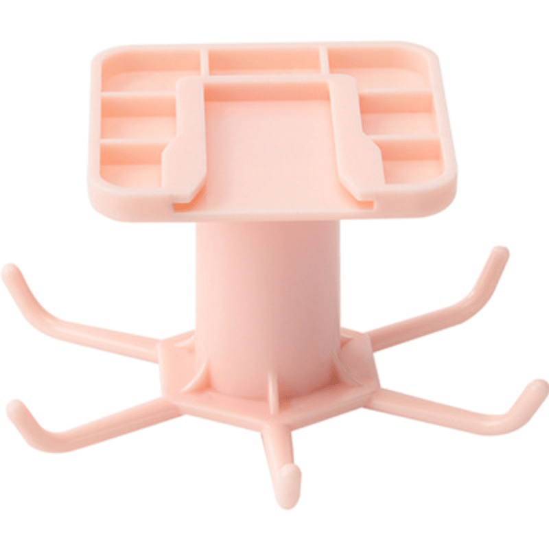 1pc Pink Triangular Self-adhesive Shelf With Hooks