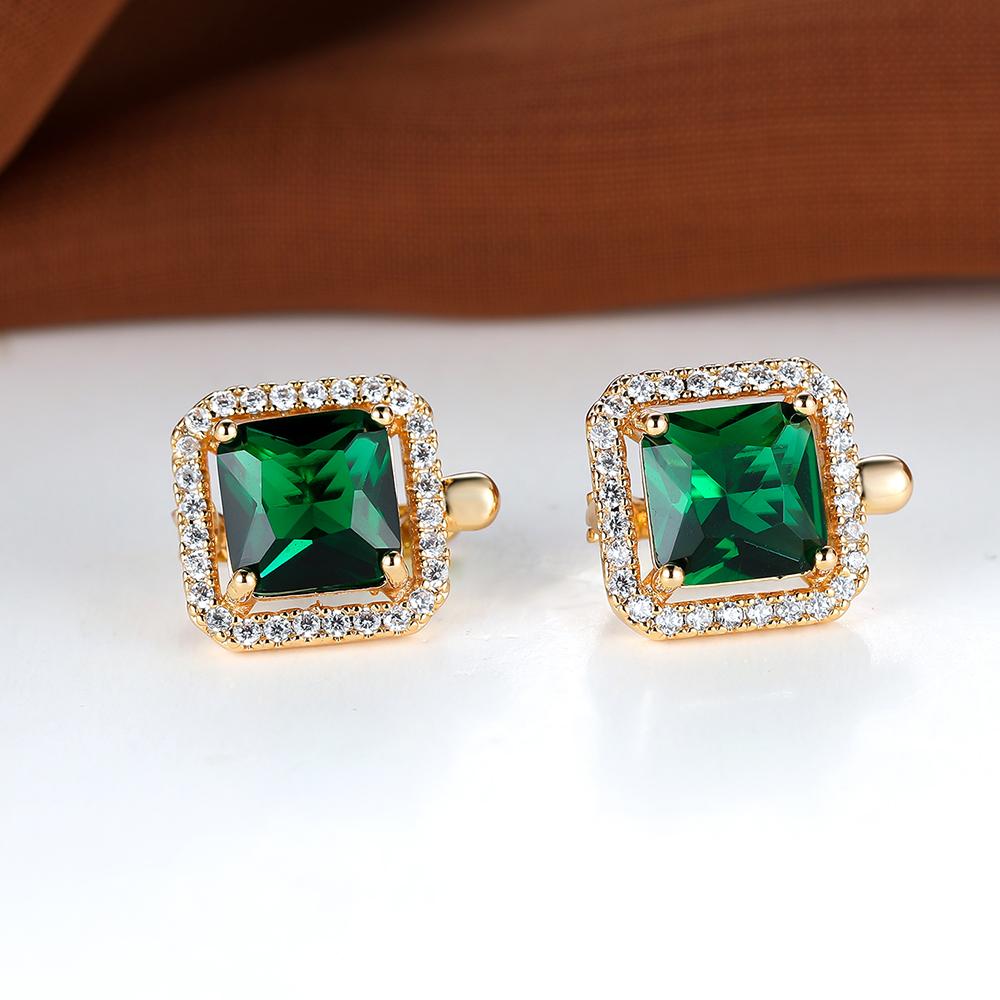 Square Cut Green Stone Drop Dangle Earrings for Women