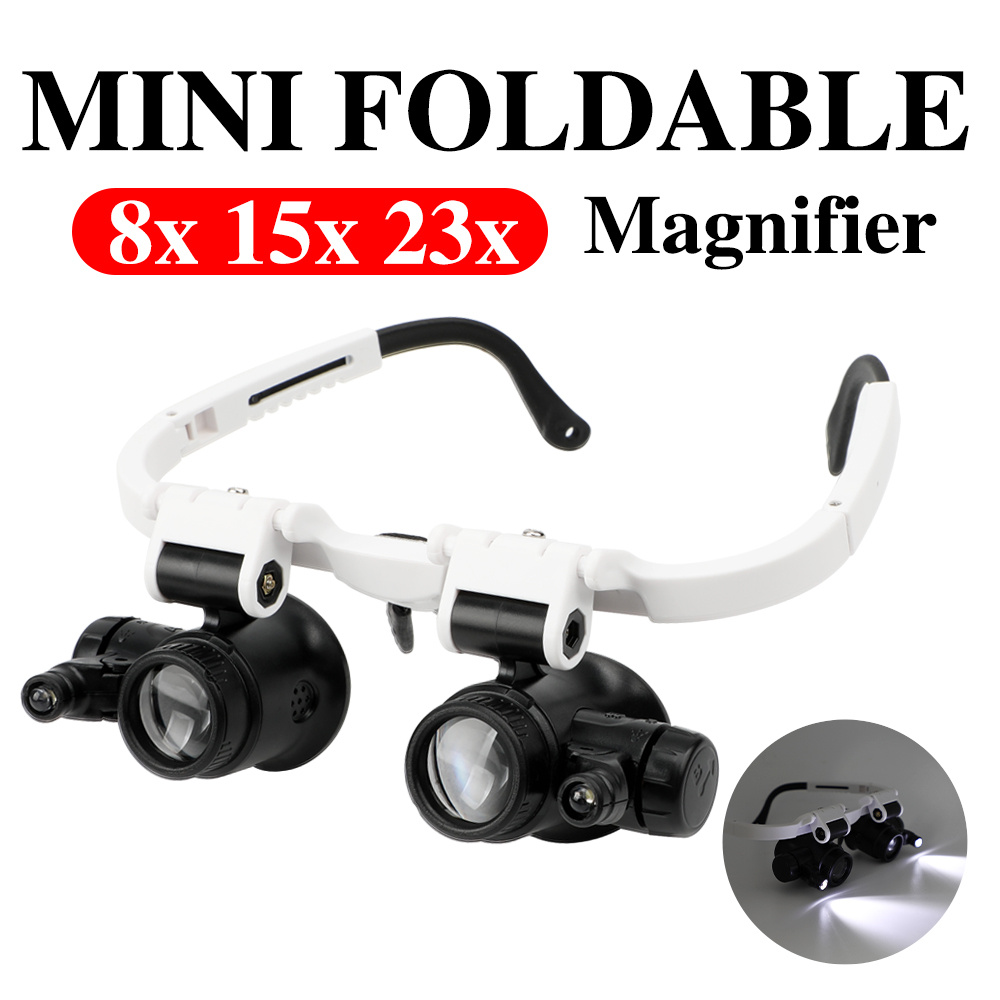 Mini 60X - 100X Zoom LED Lighted Microscope Jewelers Loupe Magnifying Glass  for Jewelry Coins Gems Stamps Watches Rocks