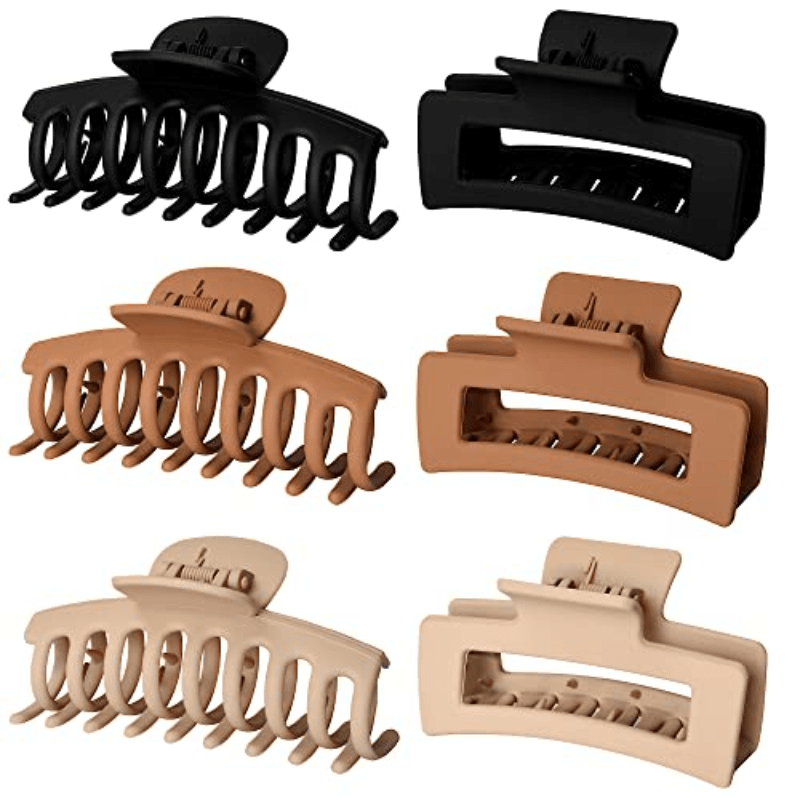 6pcs Claw Clips For Thick Hair Big Hair Clip For Thin Hair Girls' Hair Clips  Claw Neutral Hair Clips For Women Matte Square Hair Claws Clips For Hair |  Today's Best Daily