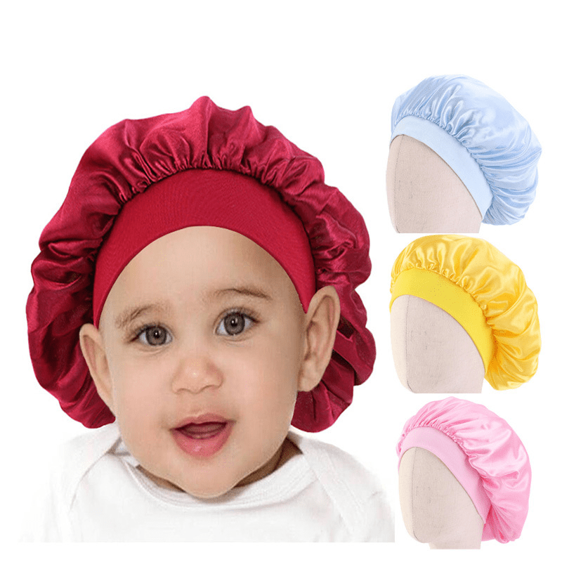 Bonnet de Nuit en Satin pour Enfant Fille, Turban, Soins