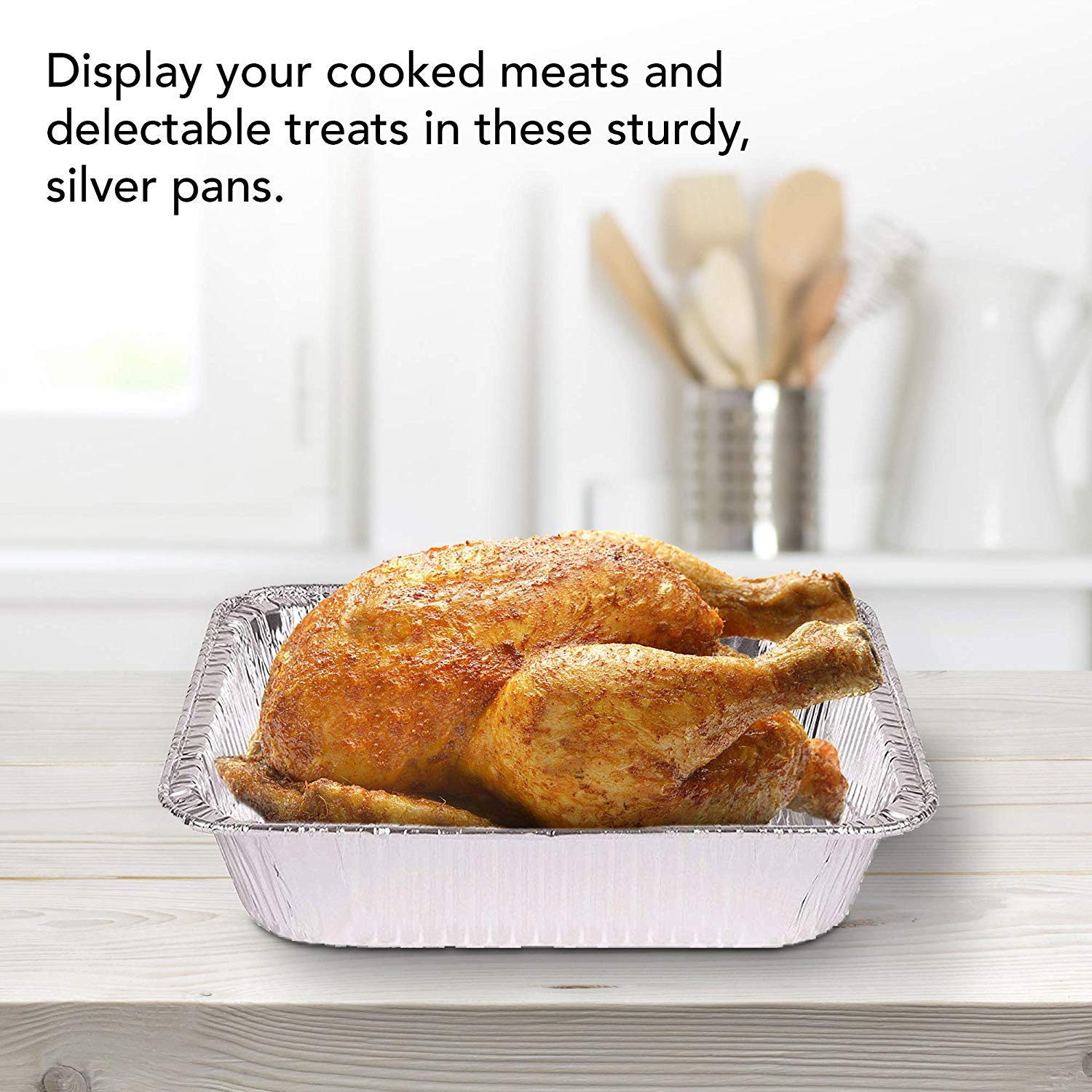 Aluminum Pan 9x13 Disposable Aluminum Foil Tray Heavy Duty Baking Tray,  Half Size Deep Steam Table Tray - Tin Foil Pot Is Ideal for Cooking,  Baking