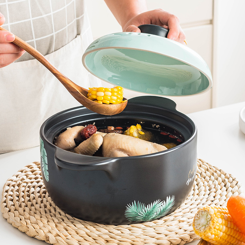 1 Set of Ceramic Cooking Pot Soup Cooking Pot Restaurant Cooking Pot Home Ceramic Casserole, Size: 23x17x6CM