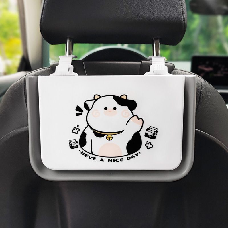 1pc Car Trash Can Cute Cartoon Animal Puppy Cow Pattern Seat Back  Suspension Multi Function Storage Box Car Organizer With Hook For Car  Interior - Automotive - Temu