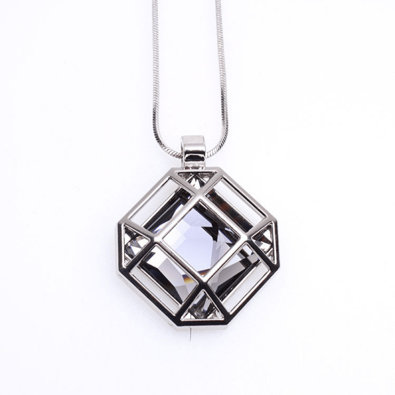 E-shop 1 Stück Elegantes Geometrisches Glaspendant-Halsband - Südkoreanischer Stil, Einfach Und Sophistisch, Vielseitiges Tägliche Trageaccessoire Für