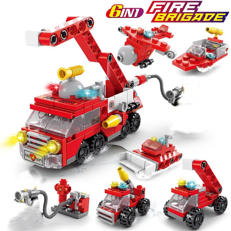 ビルディングブロック 知育玩具 おもちゃ ブロック 積み木 消防車