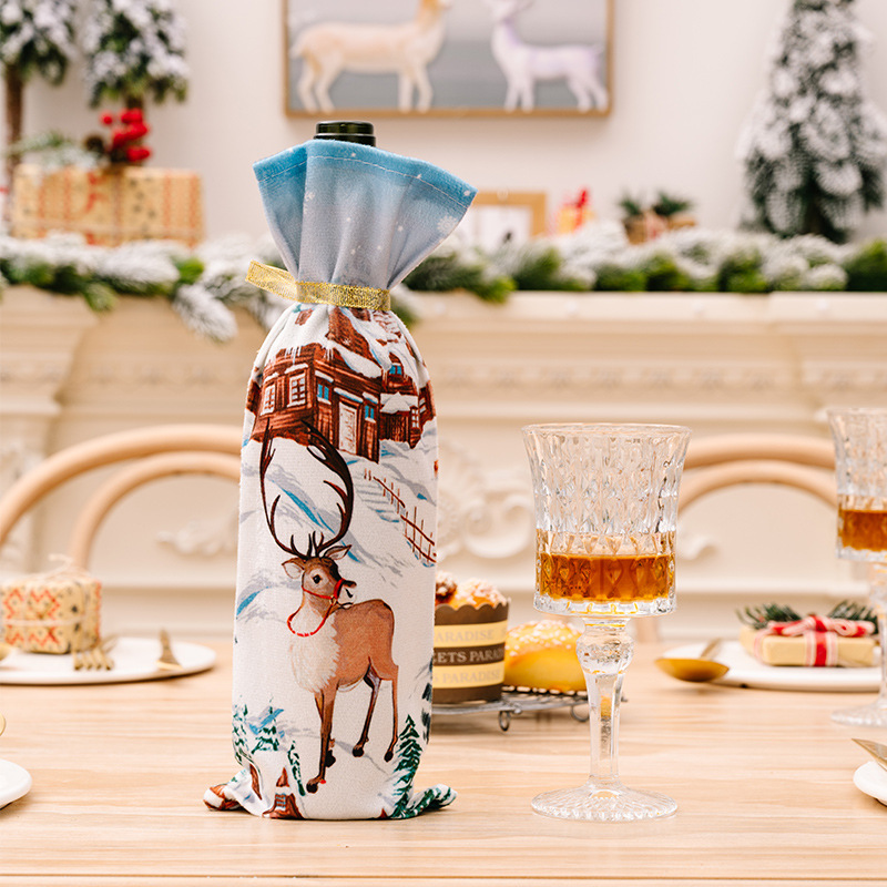 1pc Christmas Bottle Cover With Reindeer Design, Suitable For Christmas  Decorations, Restaurant Or Party Supplies