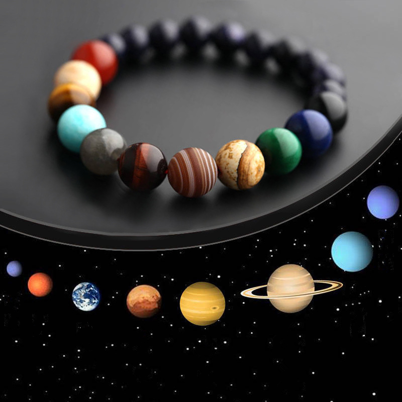 

1pc New Fashion 8 Planets Beaded Bracelet Men's Natural Stone Cosmic Yoga Chakra Solar Bracelet