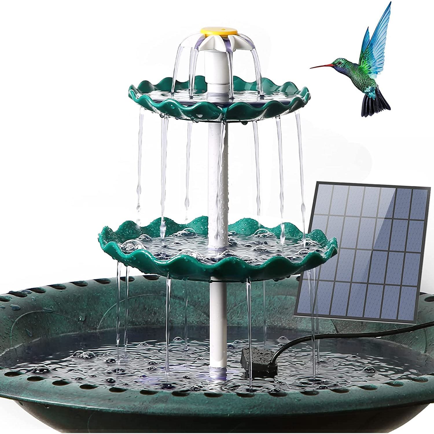 1pc 3 Tiered Bird Bath With 3 5w Solar Pump Diy Solar Fountain ...