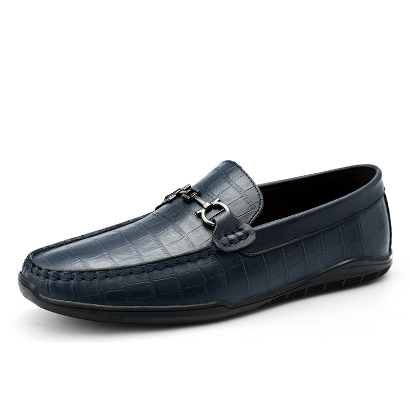 Men's Plaid Leather Bit Loafers, Blue, Autumn/winter | Shop On Temu And ...