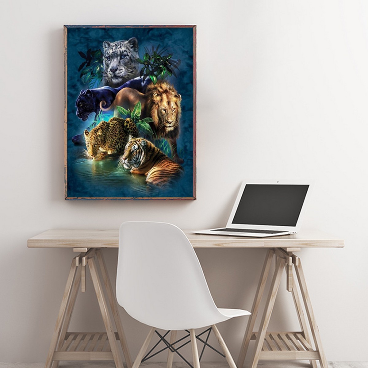 1pc Diamond Painting Lion Tiger Leopard Kit For Adults, Full Drill Diamond  Art Animal Painting By Number Kits Gem Art Wall Home Decor (11.8x15.7inch)