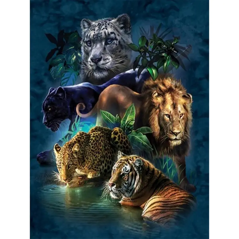1pc Diamond Painting Lion Tiger Leopard Kit For Adults, Full Drill Diamond  Art Animal Painting By Number Kits Gem Art Wall Home Decor (11.8x15.7inch)