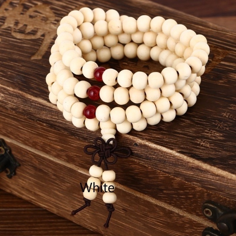 Tibetan Sandalwood STRETCH 108 Beads, Prayer Beads, Buddhist Prayer Beads,  Wood Mala Necklace, Hindu Prayer Beads, Sandalwood Bracelet